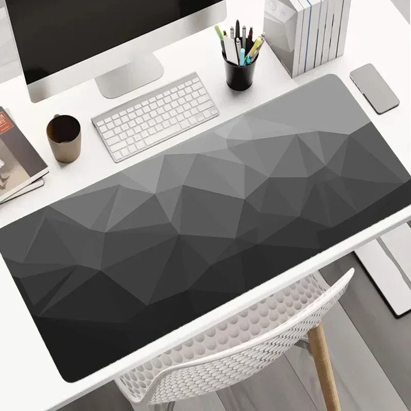 Desk Setup Grey - 현대적인 어두운 기하학적 테이블보 대형 책상