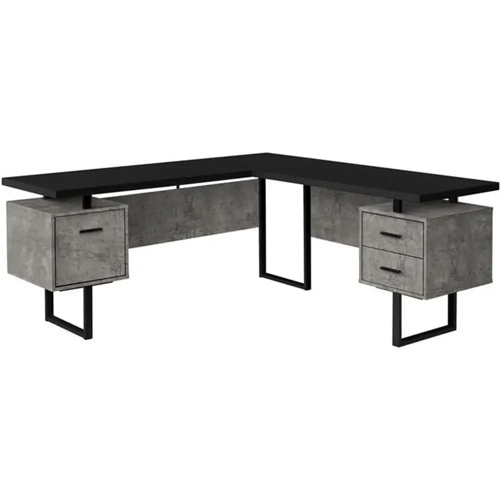 Desk Setup Grey - 홈 오피스용 수납공간이 있는 L자형 70