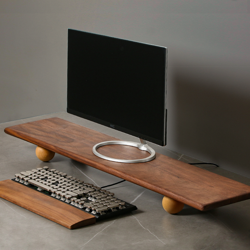 Desk Setup For Laptop And Monitor - 원목 모니터 받침대 노트북 높이 조절