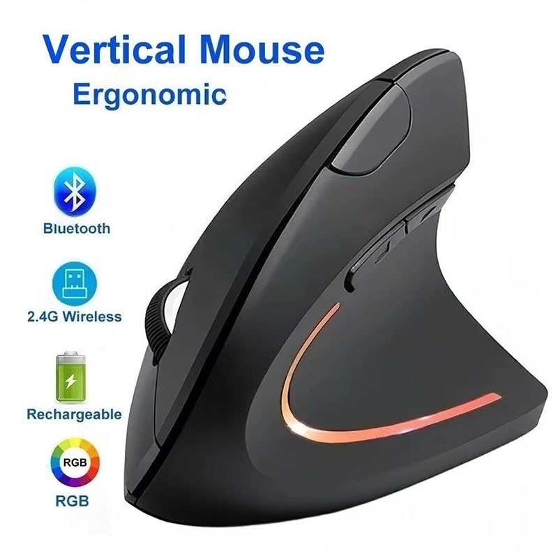 Desk Setup Ergonomics - 인체공학적으로 적합한 수직 마우스 2.4GHz 블루투스