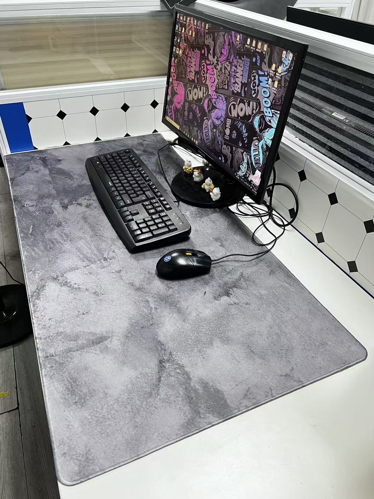 Desk Setup Grey - 회색 대리석 대형 마우스패드 컴퓨터 책상