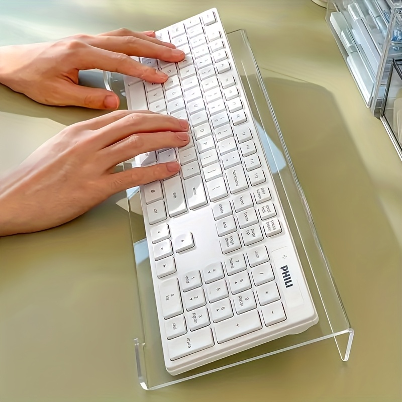 Desk Setup Design - 아크릴 키보드 스탠드, 투명한 데스크탑 정리함,