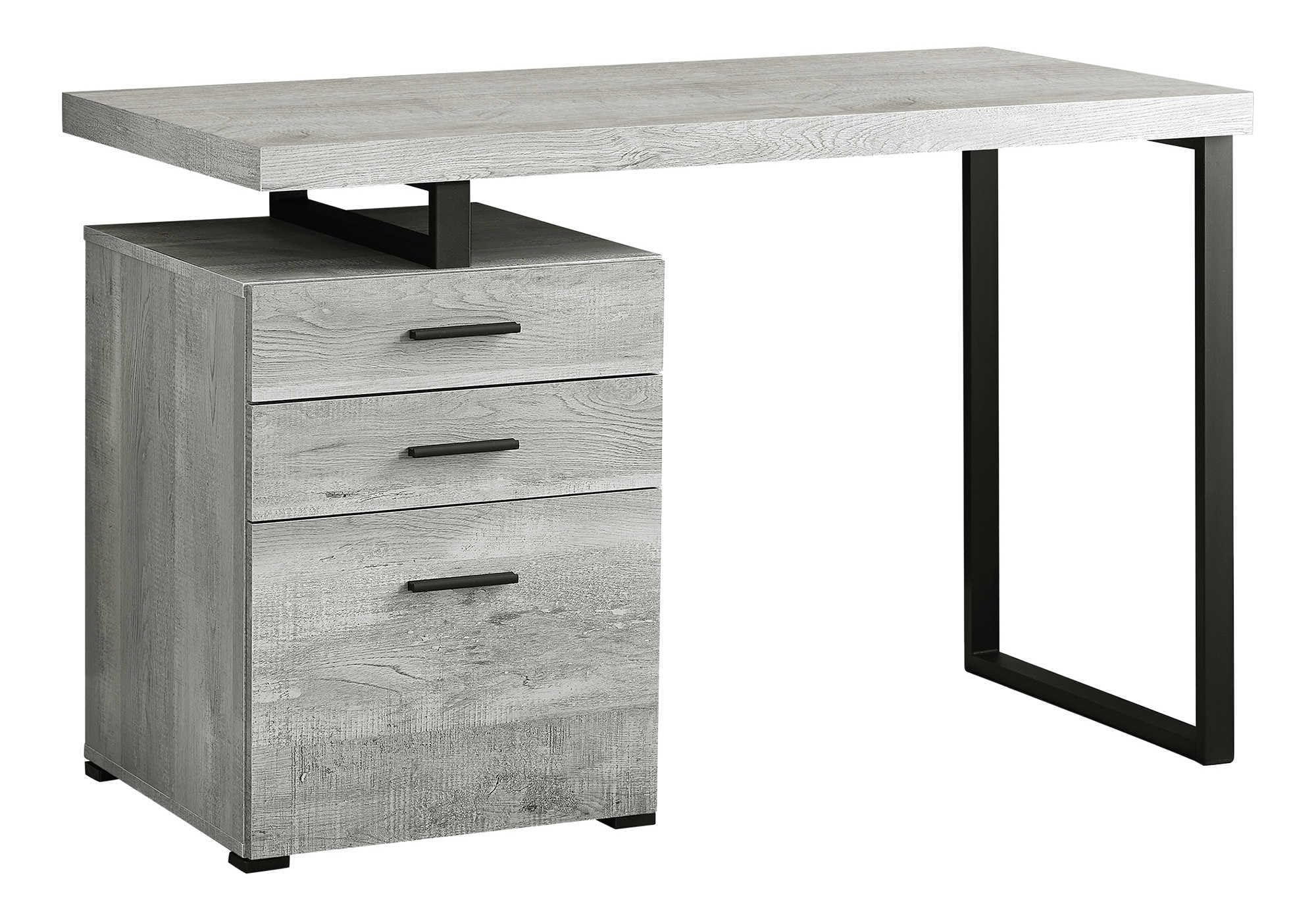 Desk Setup Grey - 컴퓨터 책상과 파일 캐비닛 - 좌우