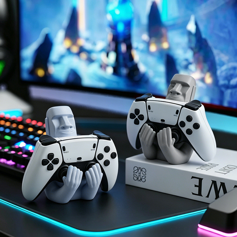 Desk Setup Ps5 - 재미있는 모아이 스톤 레진 게임패드 홀더