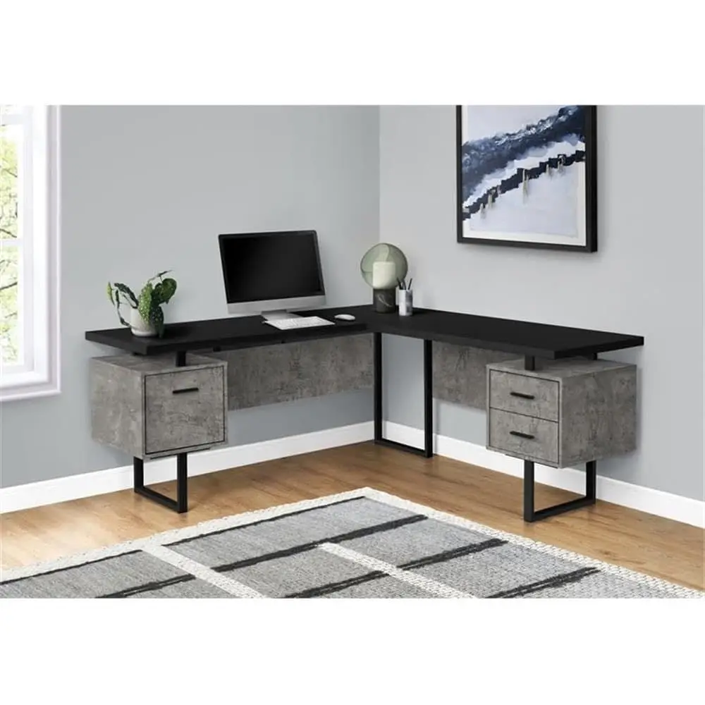 홈 오피스용 수납공간이 있는 L자형 70 컴퓨터 책상, - Desk Setup Grey 리뷰 및 가격