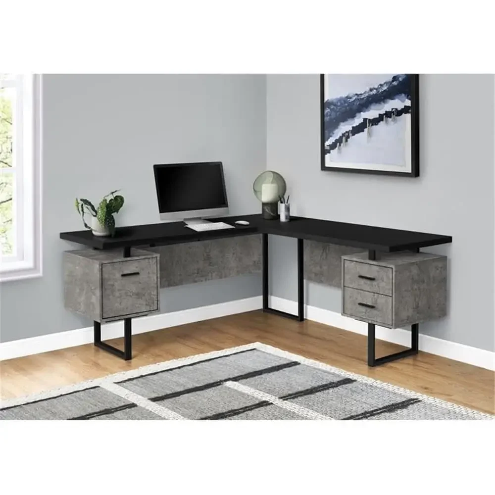 홈 오피스용 수납공간이 있는 L자형 70 컴퓨터 책상, - Desk Setup Grey 리뷰 및 가격