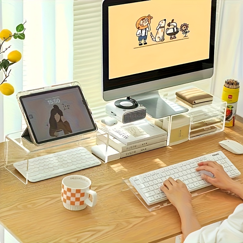 아크릴 키보드 스탠드, 투명한 데스크탑 정리함, 사무실 - Desk Setup Design 리뷰 및 가격