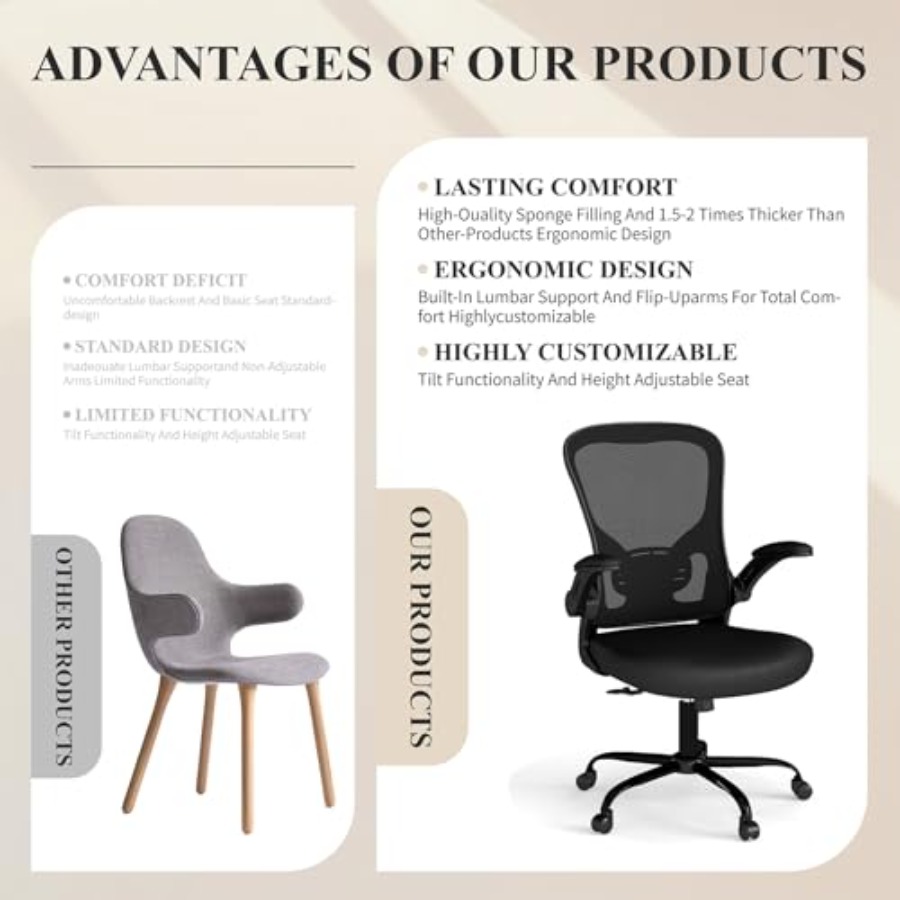 메쉬 사무실 의자, 인체공학적 컴퓨터 책상 의자, 편안 - Desk Setup Ergonomics 리뷰 및 가격