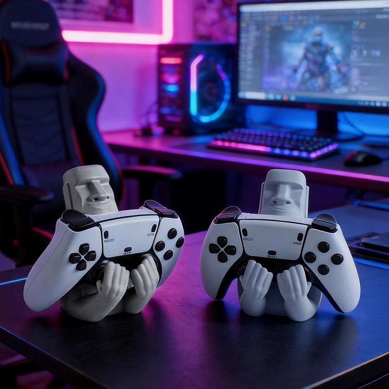 재미있는 모아이 스톤 레진 게임패드 홀더 이스터 아일랜 - Desk Setup Ps5 리뷰 및 가격