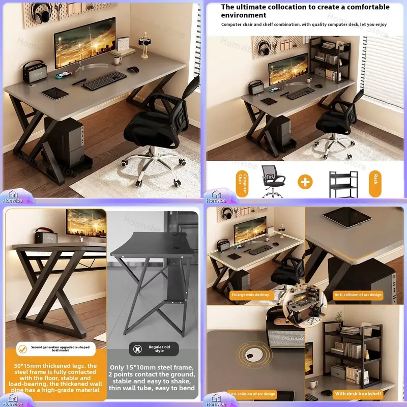 현대적인 원목 컴퓨터 책상 (홈 오피스 게임용) - 인 - Desk Setup Ergonomics 리뷰 및 가격